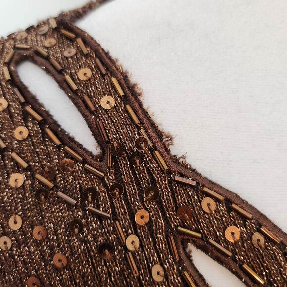 Once Again Sweater Sz Small Women Metallic Gold Brown Ribbed Sequin Fairy Grunge - Picture 12 of 12